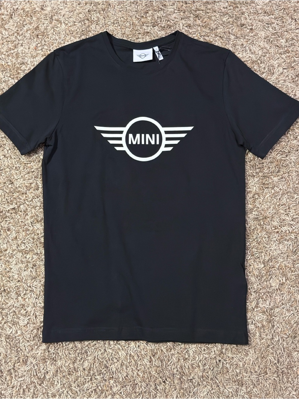 MINI Cooper Black Short Sleeve White Wing Logo 100% Organic Cotton Germany Men S